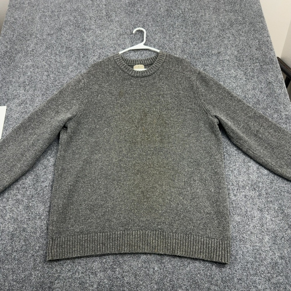 L.L. Bean Sweater Mens XXXL-Tall Gray Lambswool Crewneck Outdoor Classic